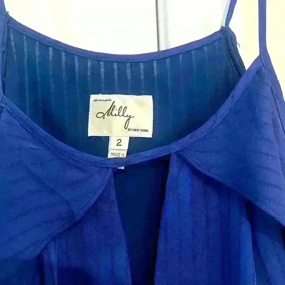Milly of New York Blue 100% Silk Razorback Tank- Size 2 Excellent Condition - Picture 3 of 5